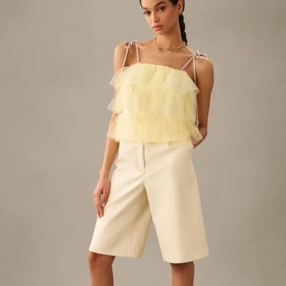 NWT Anthropologie Sunday in Brooklyn Tie-Strap Yellow Tank XL - Picture 1 of 4